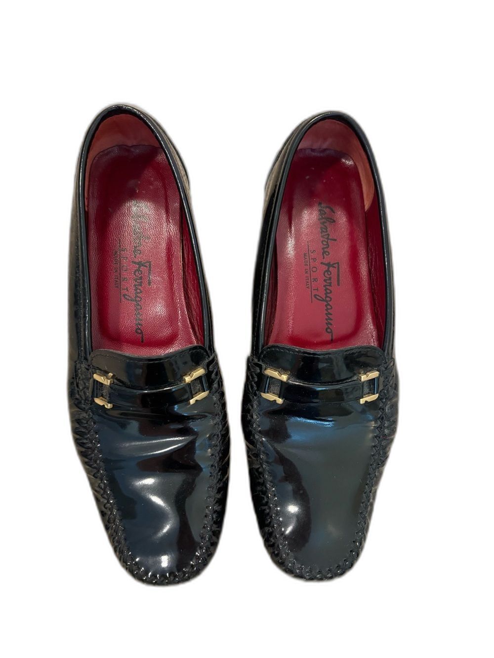 Rare Vintage Salvatore Ferragamo Sport Black Patent Leather Loafers Size 7